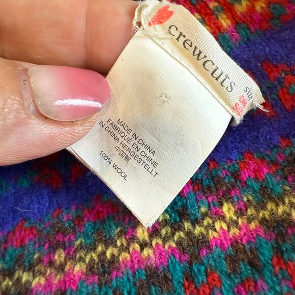 Crewcuts Wool Scarf Girls Red Fair Isle Stripe Winter - Picture 5 of 5